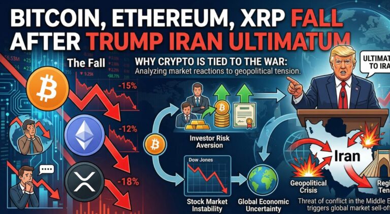 Bitcoin, Ethereum, XRP Fall After Trump Iran Ultimatum: Why Crypto Is Tied to the War