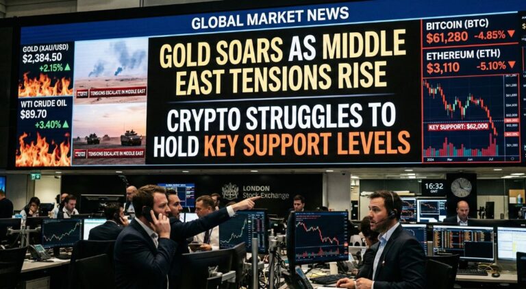 Gold Soars as Middle East Tensions Rise, Crypto Struggles to Hold Key Support Levels