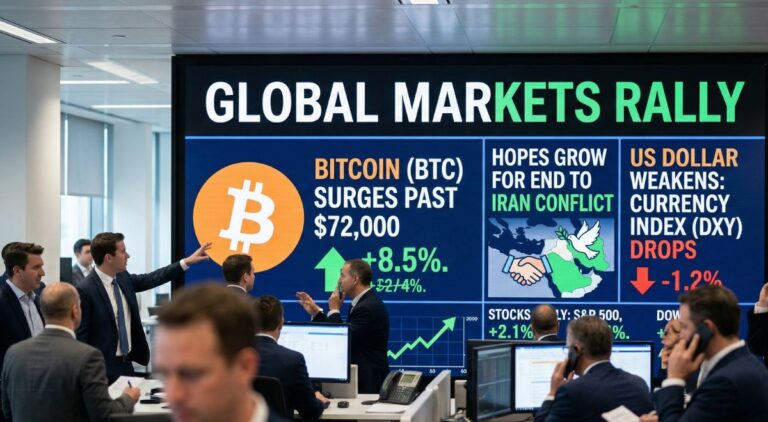 Bitcoin, Stocks Rally as Iran War End Hopes Grow and Dollar Weakens
