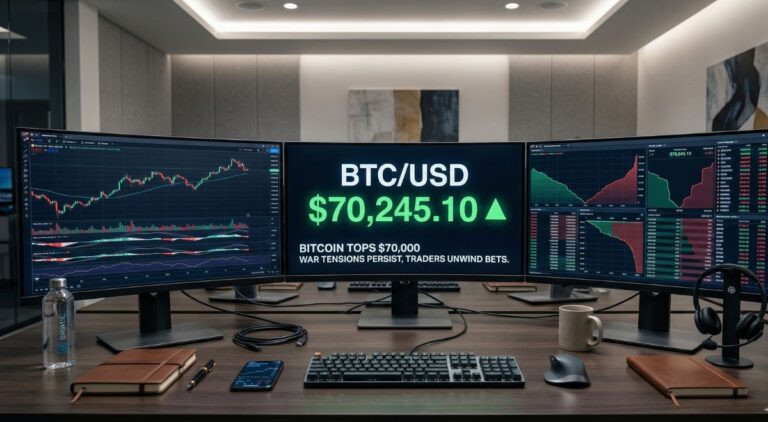 Bitcoin Tops $70,000 as Traders Unwind Bets Amid War Tensions