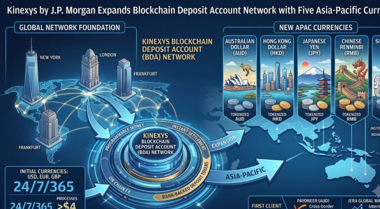 Kinexys by J.P. Morgan Expands Blockchain Deposit Account Network with Five Asia-Pacific Currencies