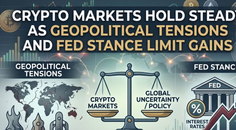 Crypto markets hold steady as geopolitical tensions and Fed stance limit gains