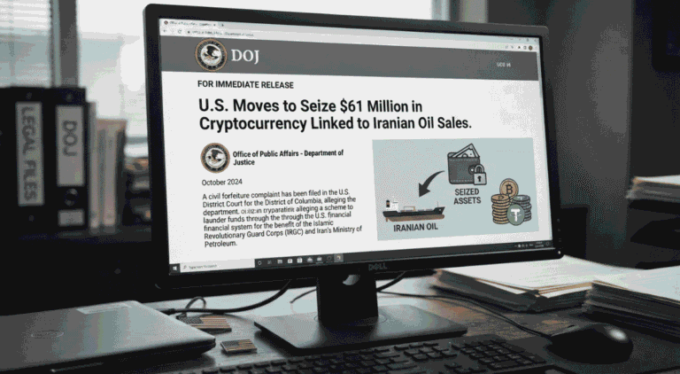 US Moves to Seize $61 Million in Cryptocurrency Linked to Iranian Oil Sales